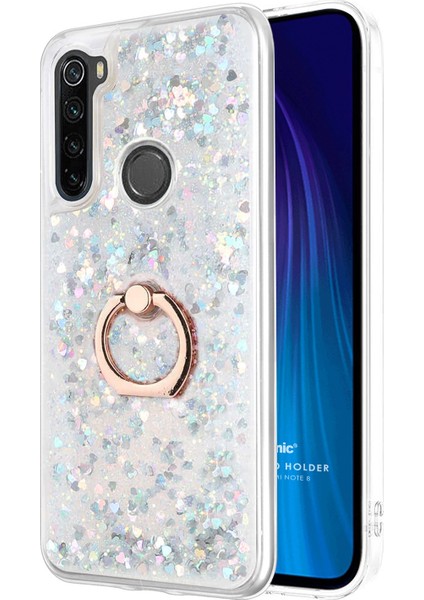 Xiaomi Redmi Note 8 Kılıf Glitter Liquid Holder Gümüş