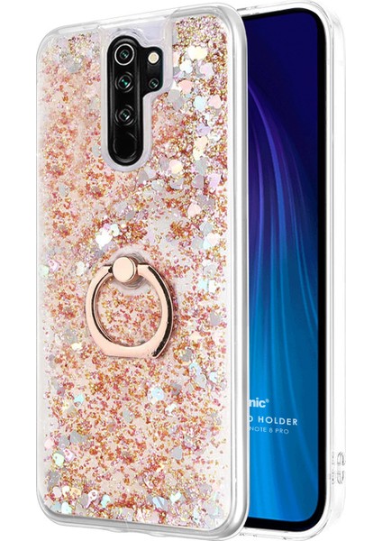 Xiaomi Redmi Note 8 Pro Kılıf Glitter Liquid Holder Gold