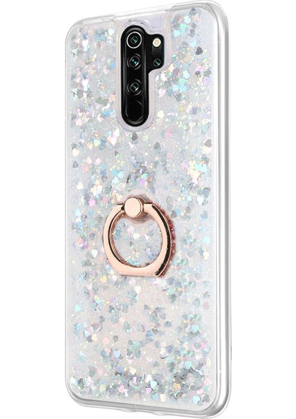 Xiaomi Redmi Note 8 Pro Kılıf Glitter Liquid Holder Gümüş