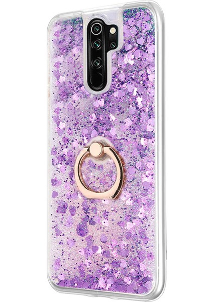 Xiaomi Redmi Note 8 Pro Kılıf Glitter Liquid Holder Mor