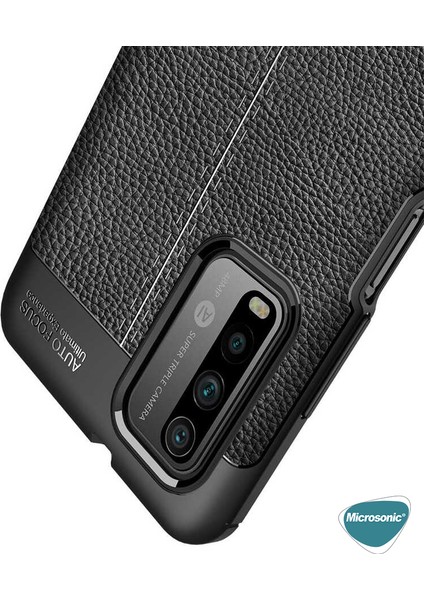 Xiaomi Redmi Note 9 4g Kılıf Deri Dokulu Silikon Lacivert