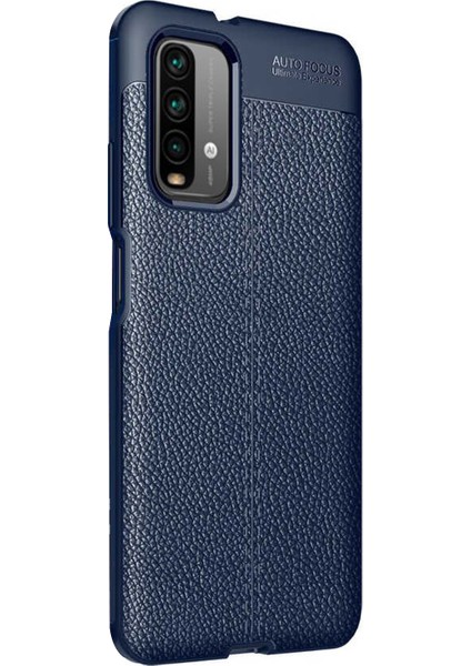 Xiaomi Redmi Note 9 4g Kılıf Deri Dokulu Silikon Lacivert