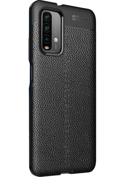 Xiaomi Redmi Note 9 4g Kılıf Deri Dokulu Silikon Siyah