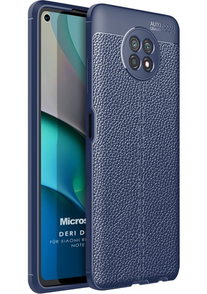Xiaomi Redmi Note 9 5g Kılıf Deri Dokulu Silikon Lacivert
