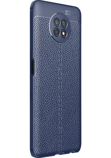 Xiaomi Redmi Note 9 5g Kılıf Deri Dokulu Silikon Lacivert