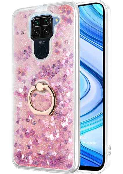 Xiaomi Redmi Note 9 Kılıf Glitter Liquid Holder Pembe