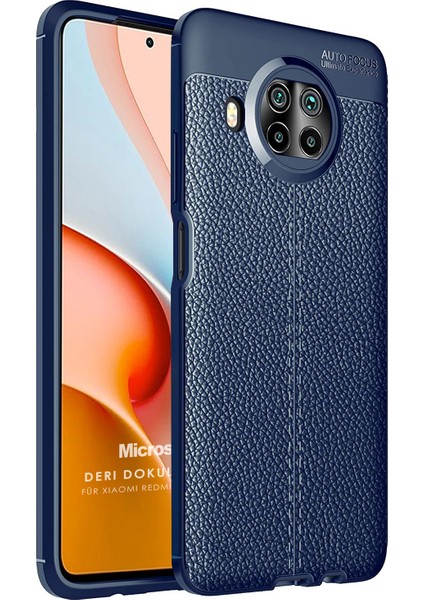 Xiaomi Redmi Note 9 Pro 5g Kılıf Deri Dokulu Silikon Lacivert