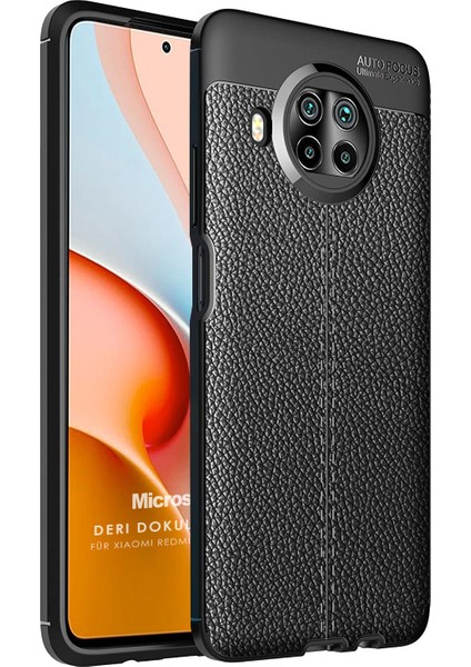 Xiaomi Redmi Note 9 Pro 5g Kılıf Deri Dokulu Silikon Siyah