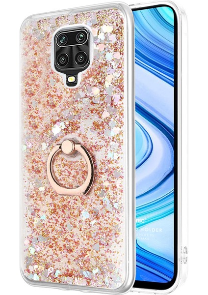 Xiaomi Redmi Note 9 Pro Kılıf Glitter Liquid Holder Gold