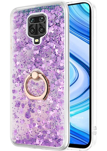 Xiaomi Redmi Note 9 Pro Kılıf Glitter Liquid Holder Mor
