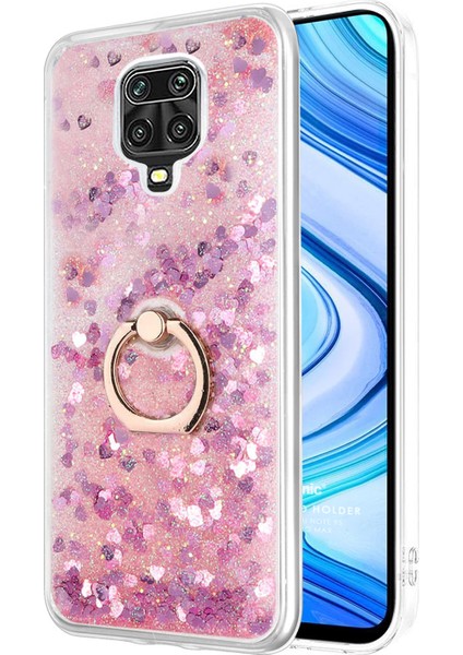 Xiaomi Redmi Note 9 Pro Kılıf Glitter Liquid Holder Pembe