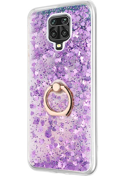 Xiaomi Redmi Note 9s Kılıf Glitter Liquid Holder Mor