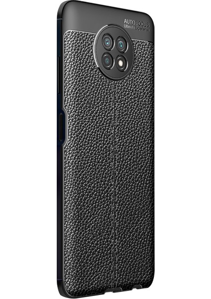 Xiaomi Redmi Note 9t Kılıf Deri Dokulu Silikon Siyah