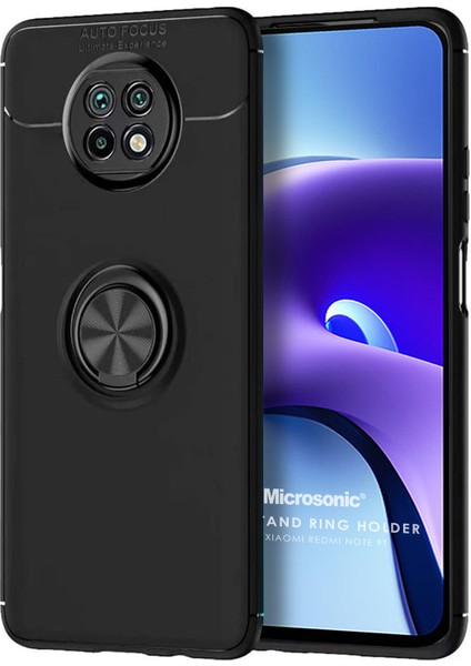 Xiaomi Redmi Note 9t Kılıf Kickstand Ring Holder Siyah