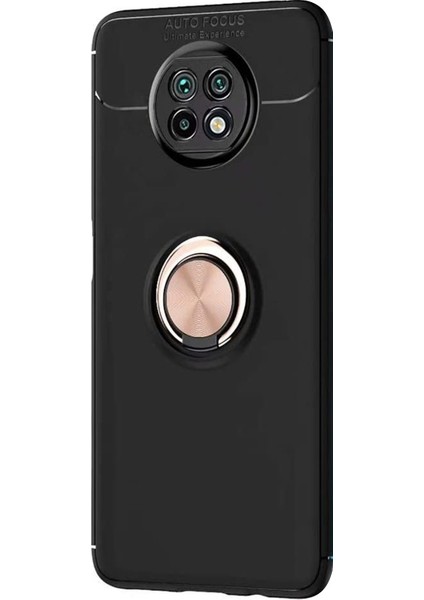 Xiaomi Redmi Note 9t Kılıf Kickstand Ring Holder Siyah - Rose