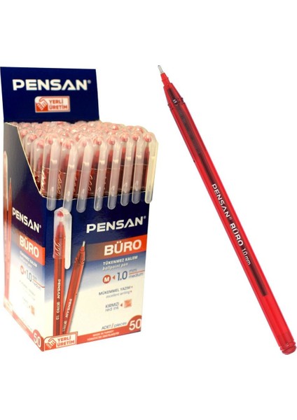 Büro Tükenmez Kalem Kırmızı 10'lu
