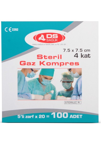 Steril Gaz Kompres 7.5 cm x 7.5 cm 4 Kat 100'lü