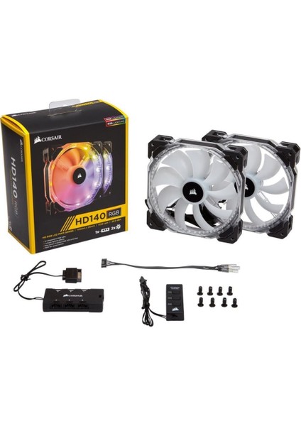 CORSAIR CO-9050069-WW HD140 RGB LED HİGH PERFORMANCE 140MM PWM FAN, KONTROLCÜ İLE BİRLİKTE, 2'Lİ PAKET