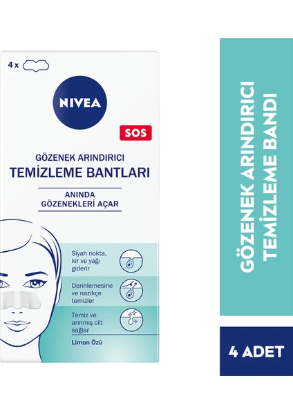 NIVEA & T-Bölgesi Temizleyici Burun Bandı 4'lü