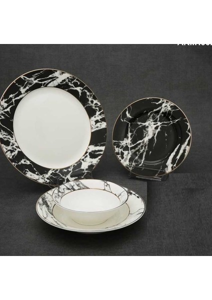 24 Parça Porselen Ciiz Bone China Yemek Takımı