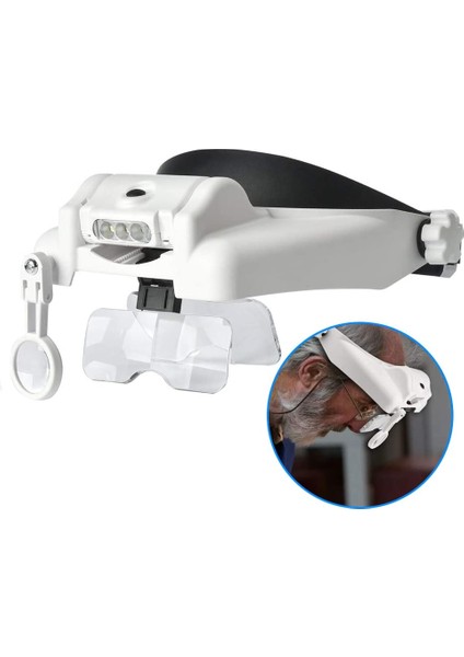 Işıklı Büyüteç Işıklı Kafa Büyüteci Kitap Okuma Işığı 5 Lensli