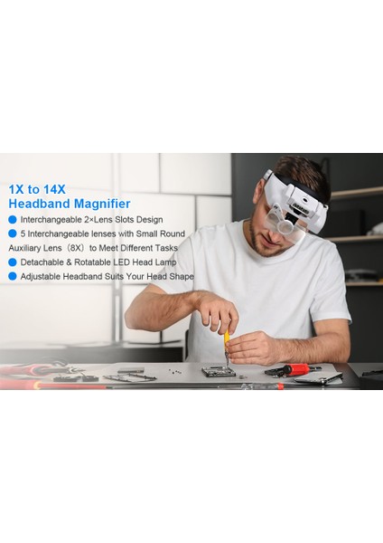 Işıklı Büyüteç Işıklı Kafa Büyüteci Kitap Okuma Işığı 5 Lensli fiyatları