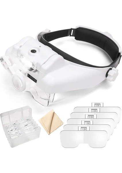 Işıklı Büyüteç Işıklı Kafa Büyüteci Kitap Okuma Işığı 5 Lensli indirimleri