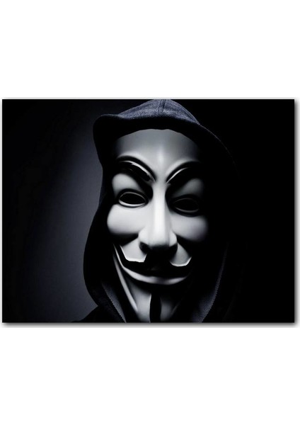 Ahşap Tablo Anonymous Maske Karanlık Mod