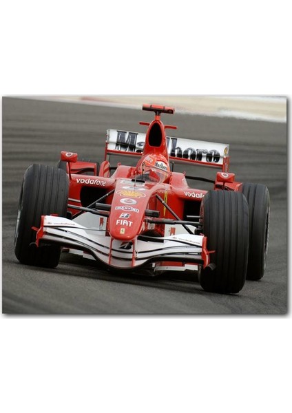 Ahşap Tablo Kırmızı Ferrari F1 Formula Yarışı