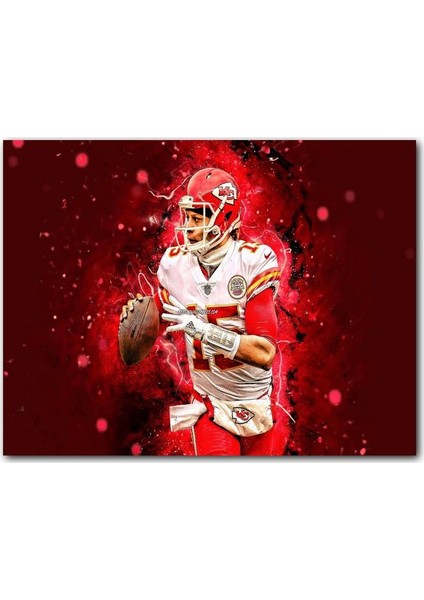 Ahşap Tablo Patrick Mahomes Kansas City Kırmızı Fon