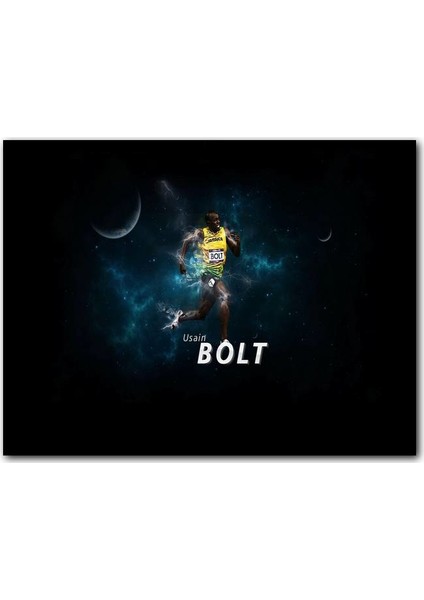 Ahşap Tablo Usain Bolt Yıldız Temalı Jamaika Sprint Sporları