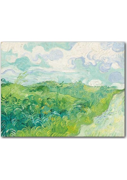 Ahşap Tablo Yeşil Buğday Tarlaları Vincent Van Gogh