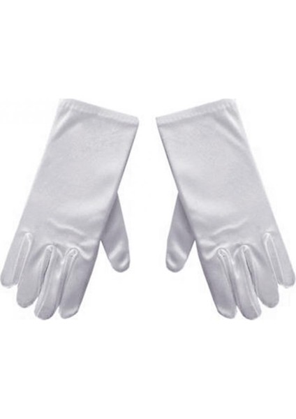 Beyaz Renk Çocuk Boy Likralı Pandomim Eldiveni Ss