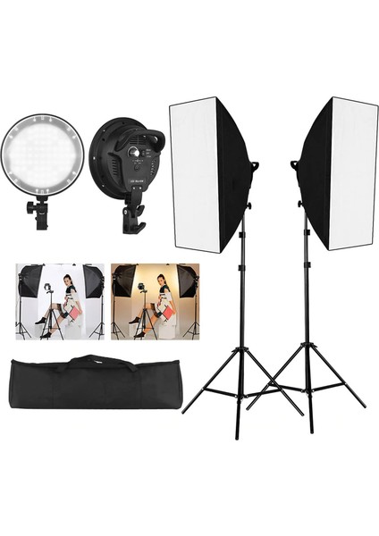 5500K LED Işık Softbox 50 x 70 cm Kit Sürekli Işık Video Işık