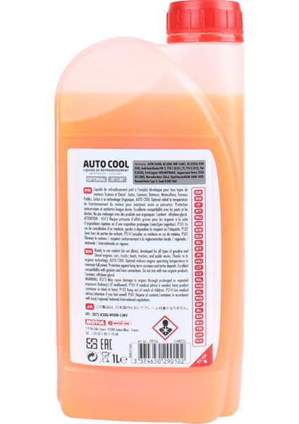 Auto Cool Optımal Antifiriz Turuncu Organik (-37) 1lt