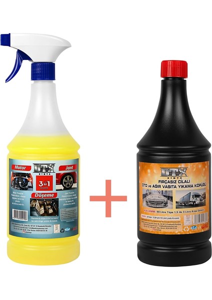 Döşeme Jant ve Motor Temizleme Sıvısı 1 Lt + Oto, Motor Yıkama Sıvısı 1 Lt %50 Indirim