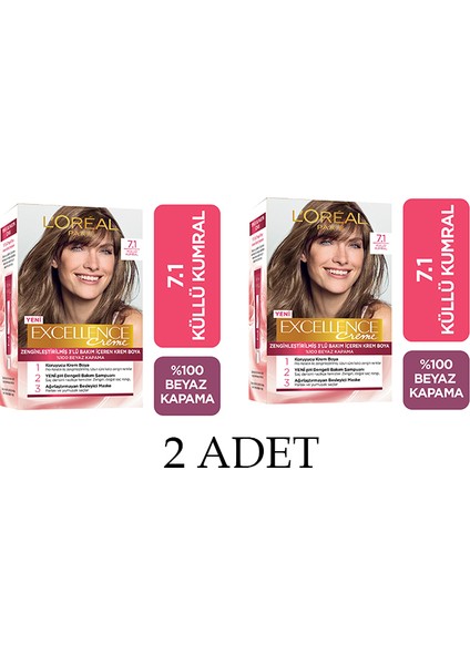 Excellence Creme Saç Boyası 7.1 Kumral Küllü X2
