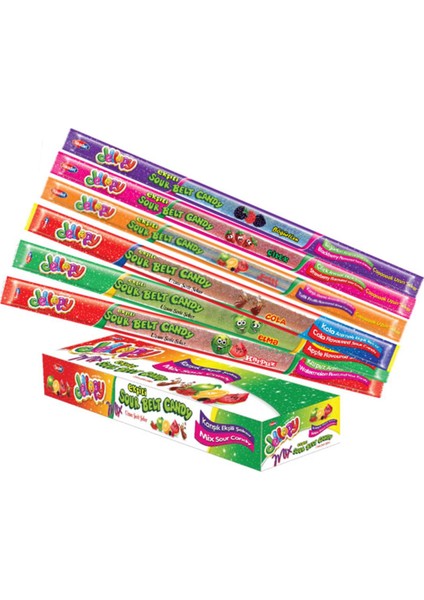 Jellopy Karışık Meyve Aromalı Ekşili Şerit Yumuşak Şeker 20 gr x 72'li