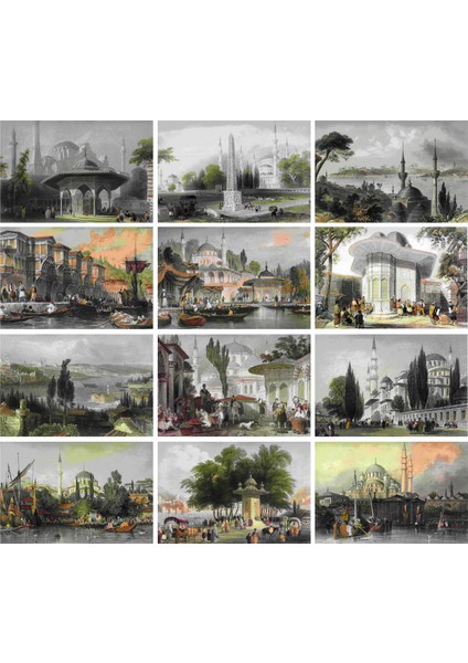 Gravür Konseptli Kartpostal Set 10 x 15 cm