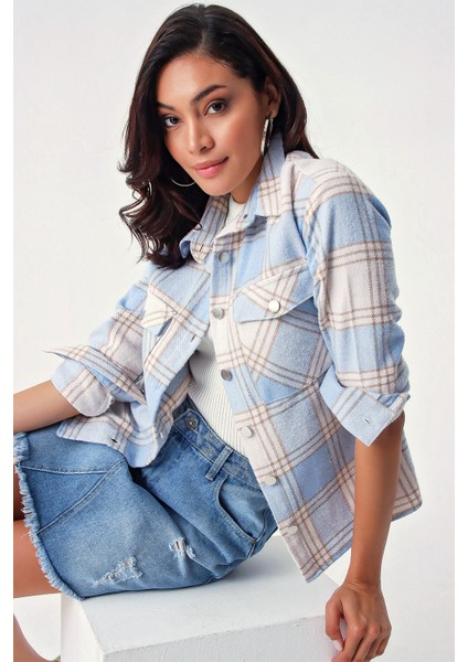 3854 Ekose Desen Çift Cepli Gömlek