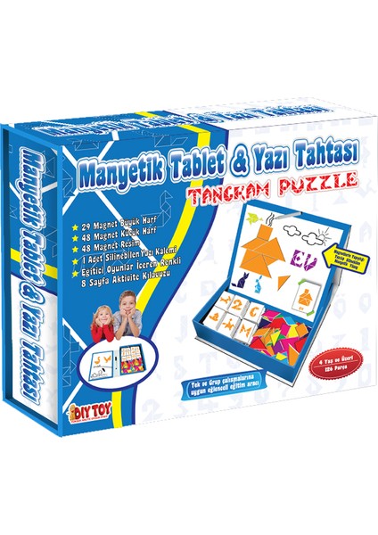 Diy Toy, Manyetik Tablet, Alfabe, Matematik, Tangram, 3 Lü Set