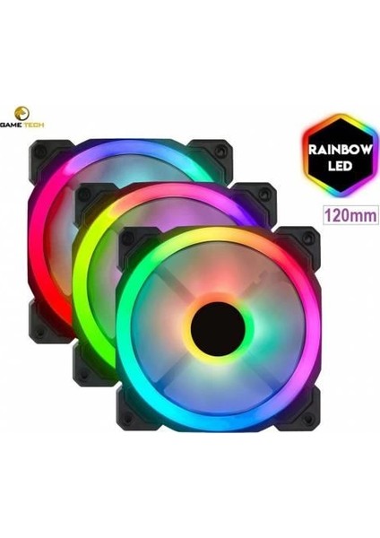 8r Plus 4lü Paket 7renk 1200RPM Sessiz 12CM LED Fan