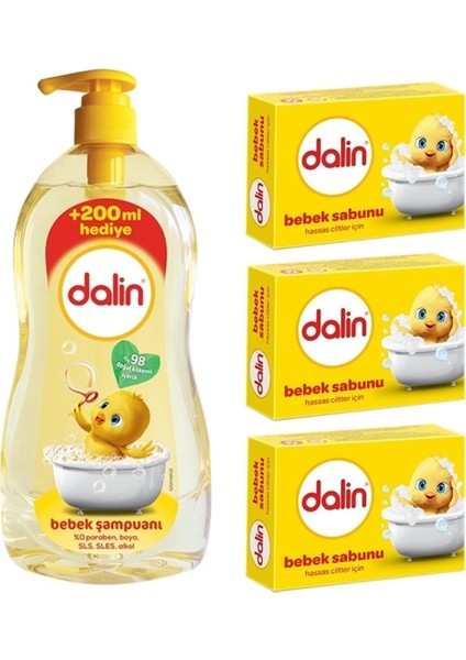 Bebek Şampuanı Klasik 900 ml + Dalin Bebek Sabunu Klasik 3 x 100 gr