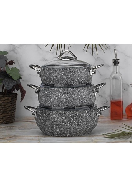 Luna Granit 3'lü Güveç Seti Gri fırsatları
