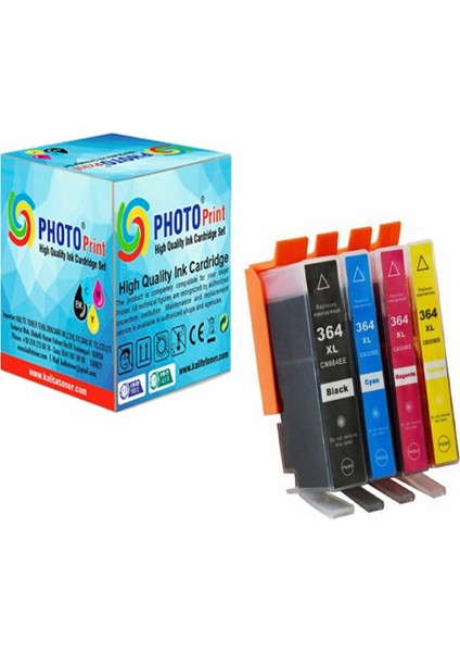 B209A Yazıcı Kartuş Set 4 Renk Takım Muadil Yüksek Kapasite 364XL