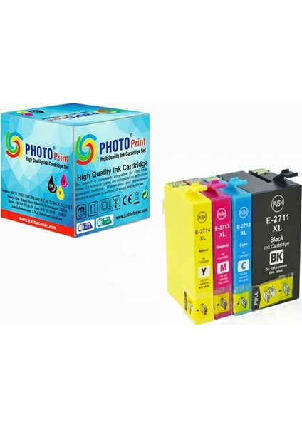 Workforce WF-7615DWF Uyumlu 27XL T2711-T2712-T2713-T2714XL 4 Renk Muadil Kartuş Takım