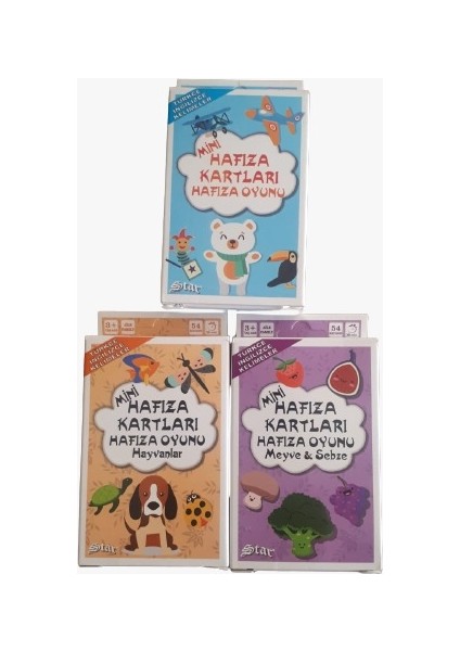 Mini Hafıza Kartları Hafıza Oyunu 3 Lü Set