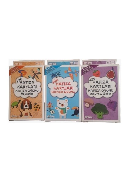 Mini Hafıza Kartları Hafıza Oyunu 3 Lü Set