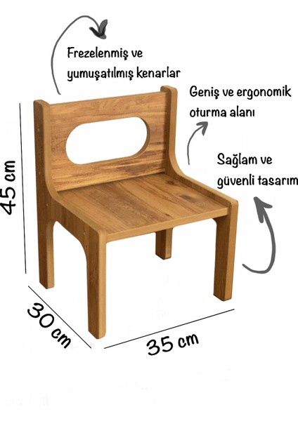 Çocuk Aktivite Masası ve Sandalyesi (2 Adet) / Montessori Desk And Chair