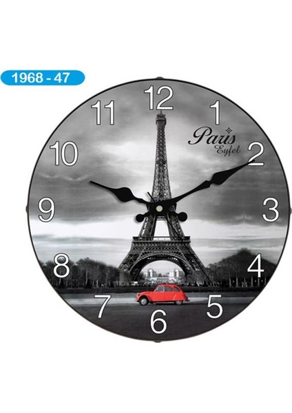 D-1968-47 Cam Bombeli Duvar Saati Paris